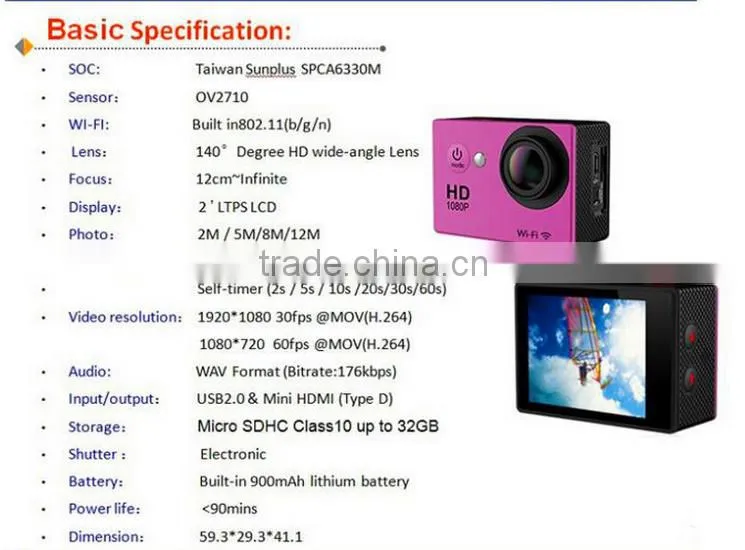 SJ6000 W9 Sport DV Cameras Wifi Action Camera Wireless Video Recorder 2.0 inch 1080P 170 Wide Angle Car DVR 30M Waterproof
