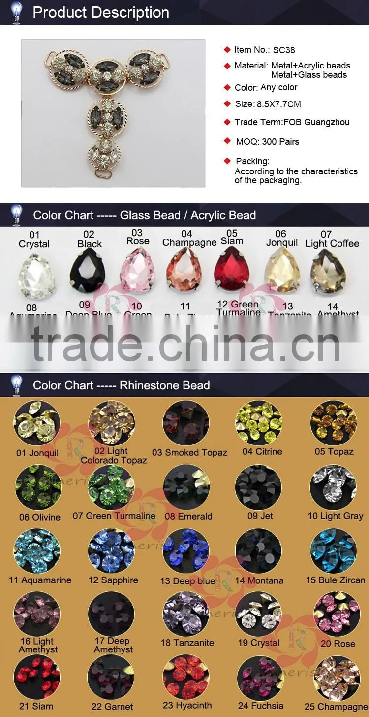 High qulity round shape black color hem stone decorative high heel shoe ornaments with shining glass beads
