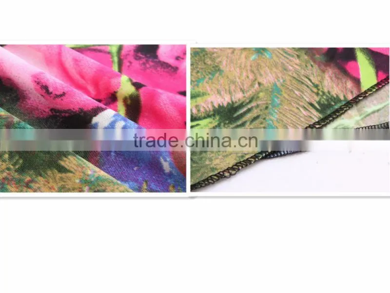 V Neck Flower Printed Fabric Patterns Lady Dress