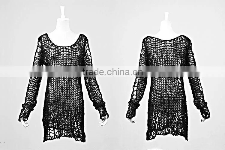 PM-004 Free Size Black Top Brand Girls Broken Pullover Sweater