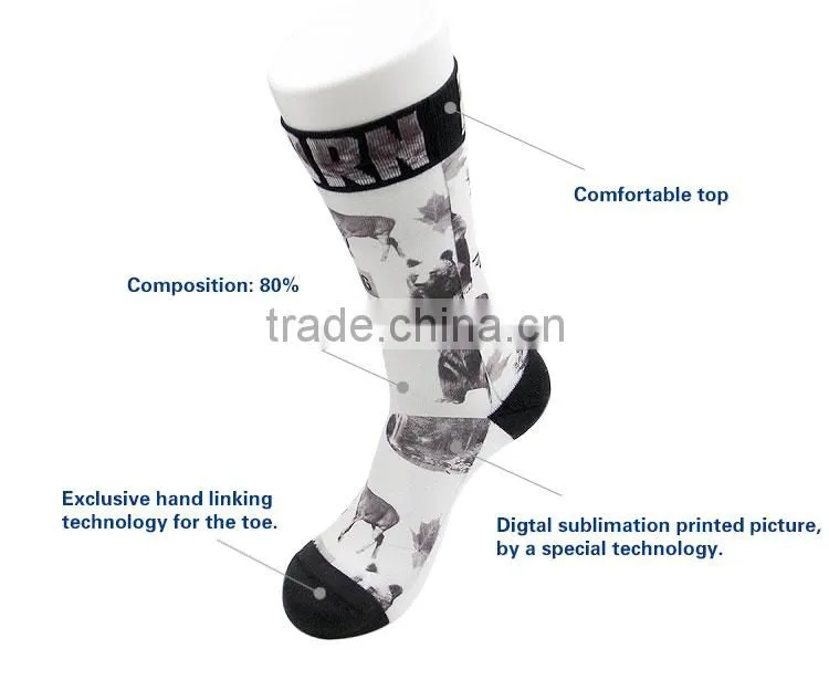 2015 Fashion Knee High Wholesale Design Sublimation Printing Sock with OEM Service!