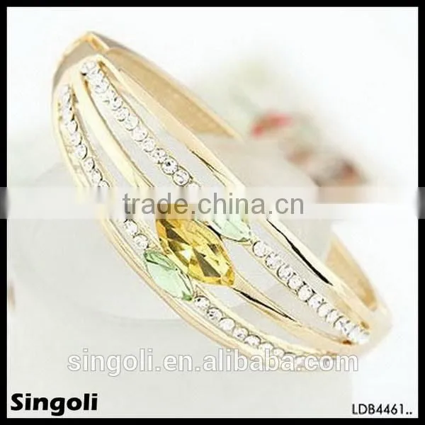 Sophisticated metal crafte one direction mutil-layers gold bangle clear crystal bracelet hyaline magnetic gemstone bracelet
