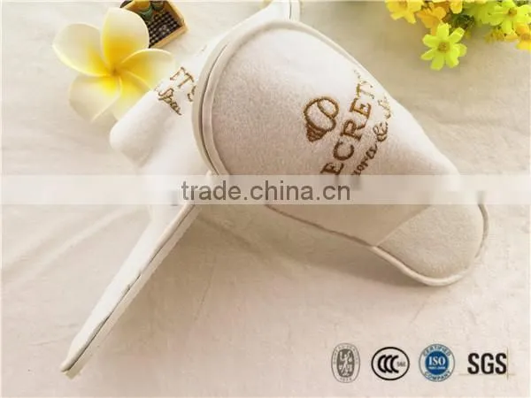 Guestroom and home terry towelling slipper closed toe with gold embroidary printing bathroom slippers