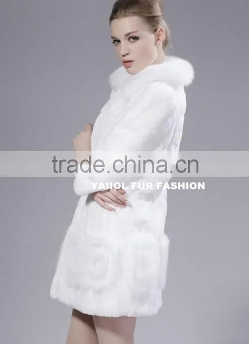 rex14023 elegant natural white short rex rabbit fur coat