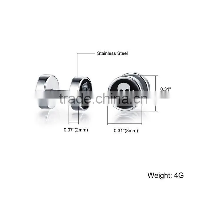 men collection trend round screw stainless steel skull earrings