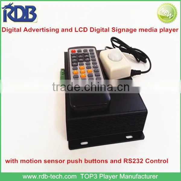 RDB Digital Advertising and LCD Digital Signage media player with motion sensor push buttons and RS232 Control DS005-79