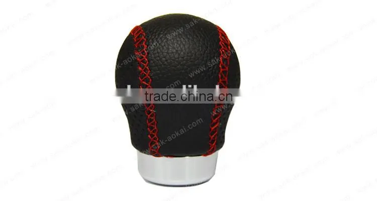 Manual Leather Car Gear Knob Red Stitching Universal