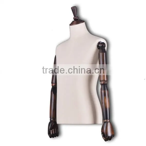 fabric dress form mannequin with wooden arms