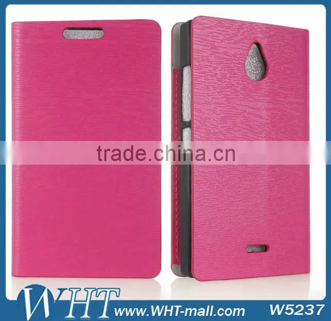 Mobile Phone Case For Nokia X2 Wooden Skin Leather Wallet Case