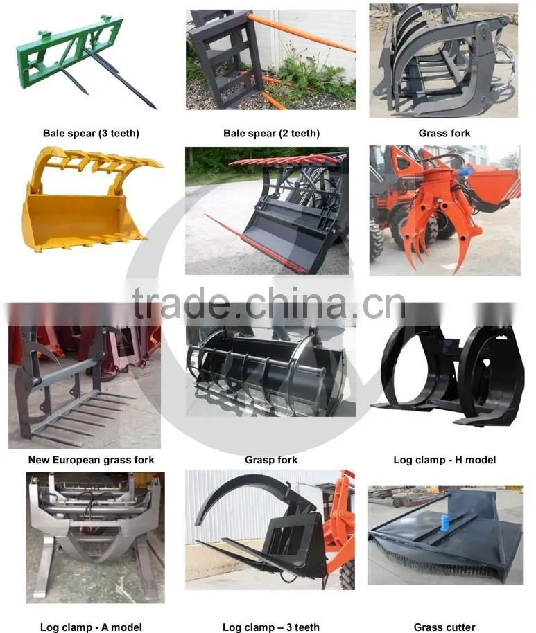 Bale grab on loader, wheel loader attachments