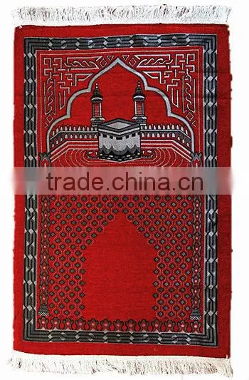 2015 100%chenille jacquard woven Muslim prayer rug mat