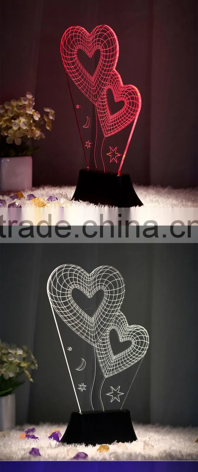 telesthesia acrylic + 3d optical illusions led rectangle lighted display base multi color changing night light lamp