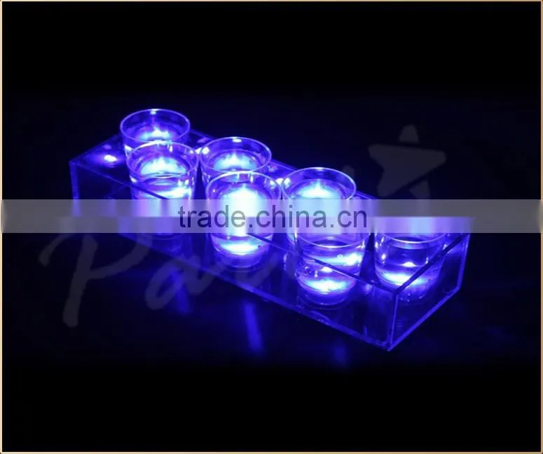 Nightclub promotional liquid activated led light shot glasses