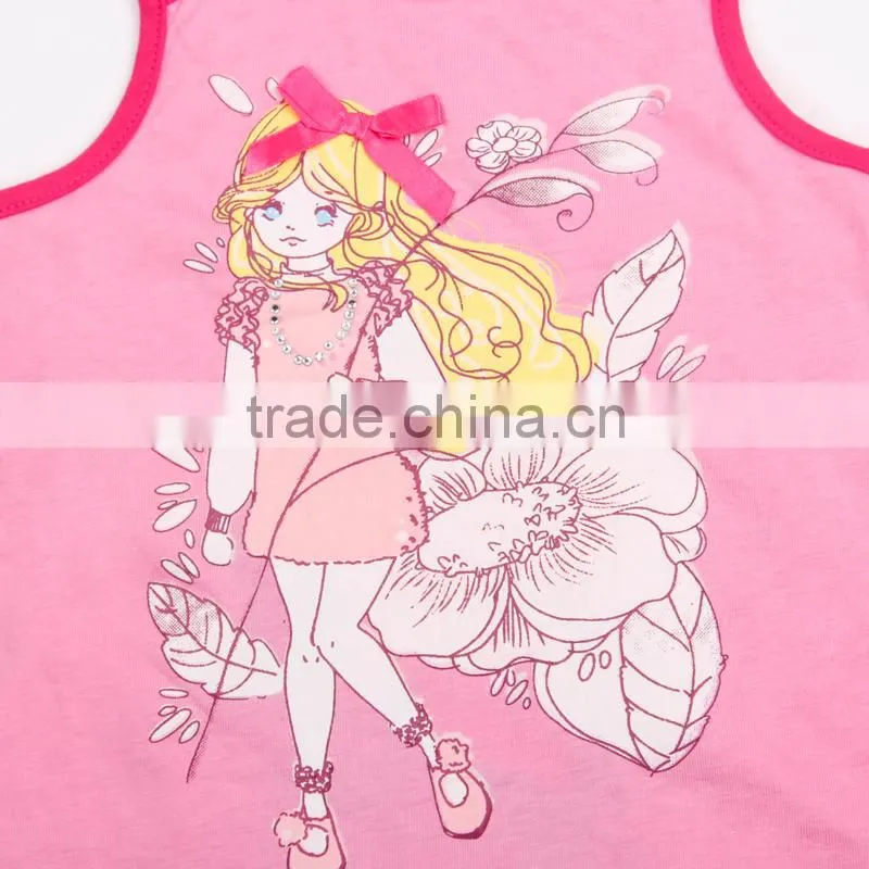 (N3823p) pink 2-6Y Wholesale nova kids vest fashion design cotton children girls print vest