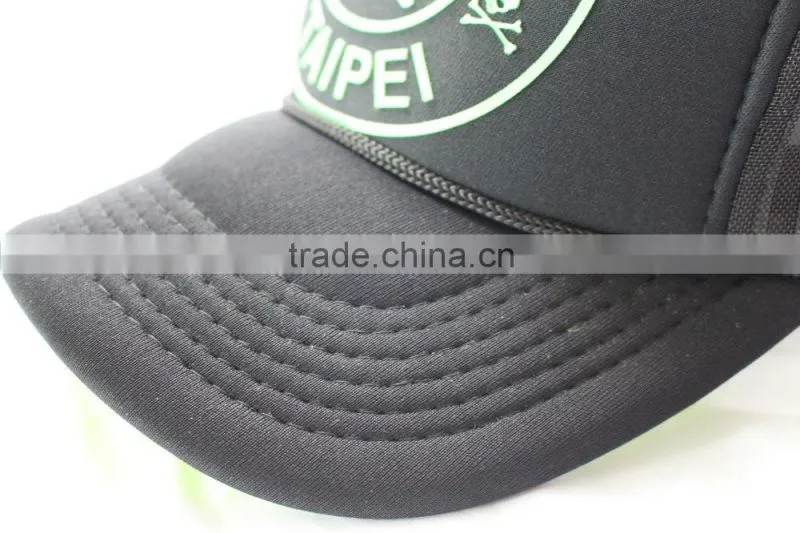 Top quality 5 panel hat with neon 3D printed trucker caps and hats