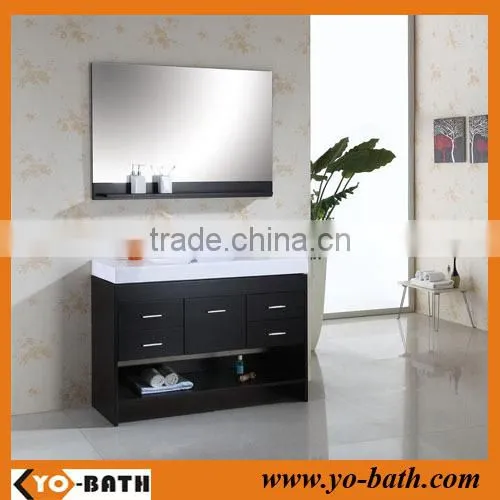 48" oak wood espresso bathroom cupboard, wholesale bathroom vanity with ceramic basin