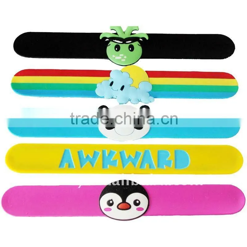 Cartoon Customized Silicone snap bracelet Slap on bands factory