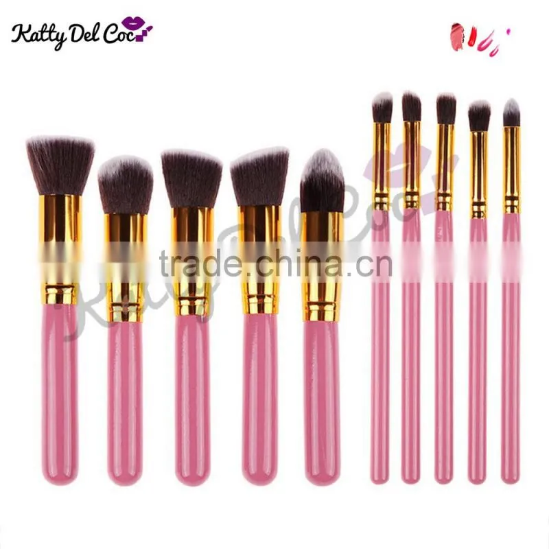 Cosmetics brush wholesale 10pcs gold alumium luxury best quality professional makeup brush set