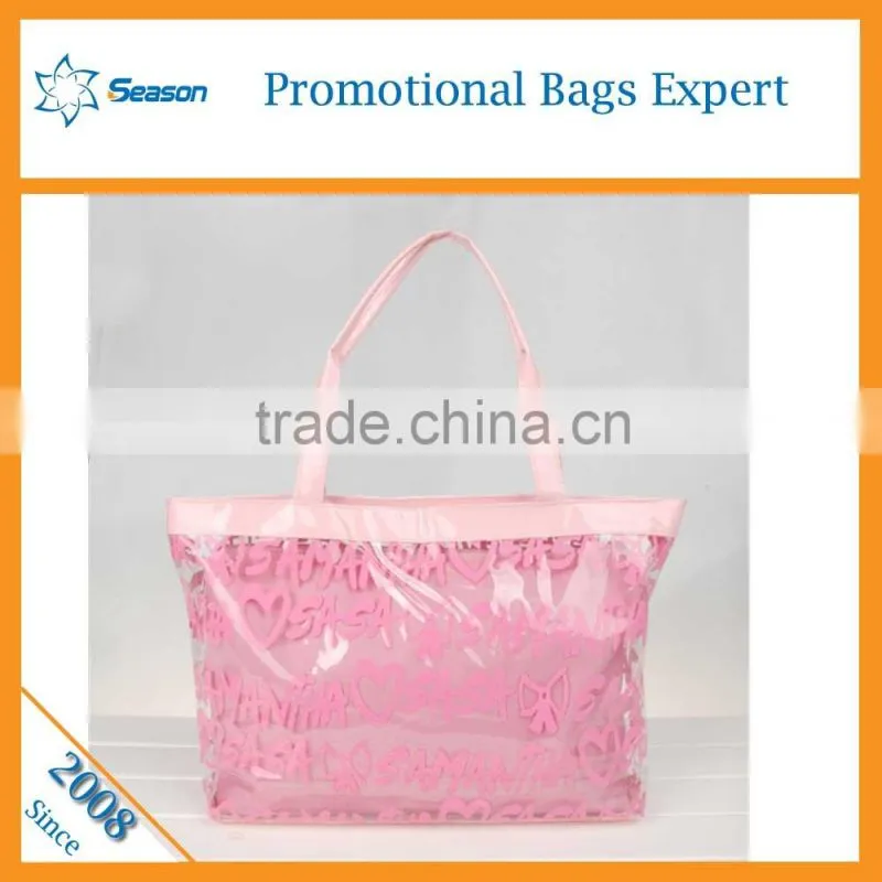 Transparent pvc cosmetic bag sets high quality fashion zipper pvc bag