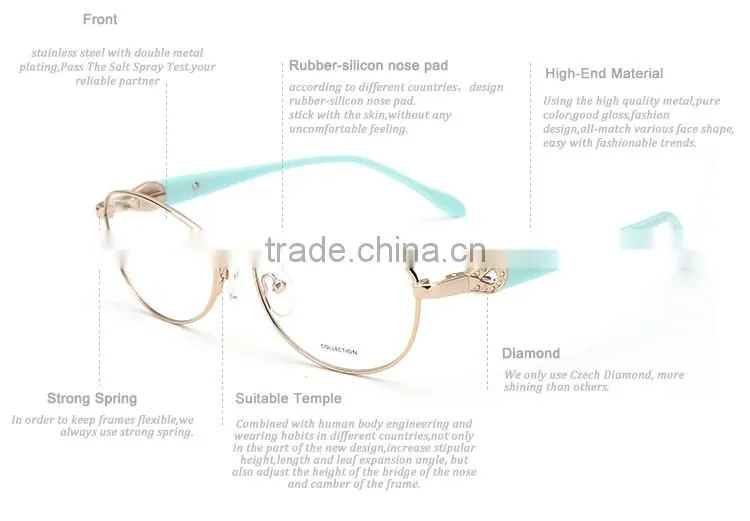 wide temple metal optical frames for women