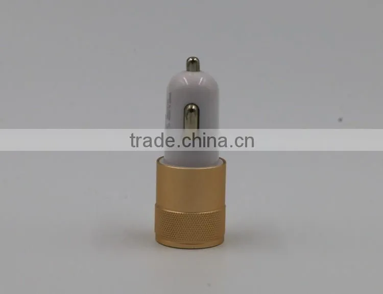 High quality promotional wholesale 2.1A metal mini dual port car charger