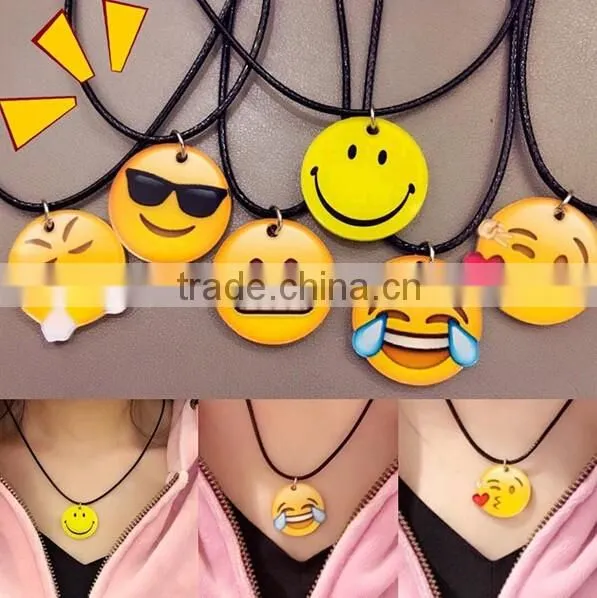 Wholesale IN STOCK 2016 New Emoji Smile Leather Necklace for Best Friends