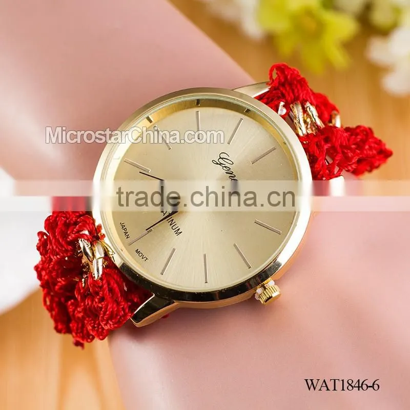 DIY hand made woven chain woomen watch bracelet