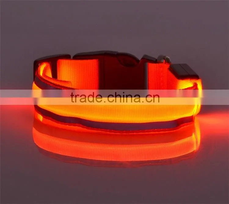 Lighted up LED Collar Striped Mesh Nylon Collar