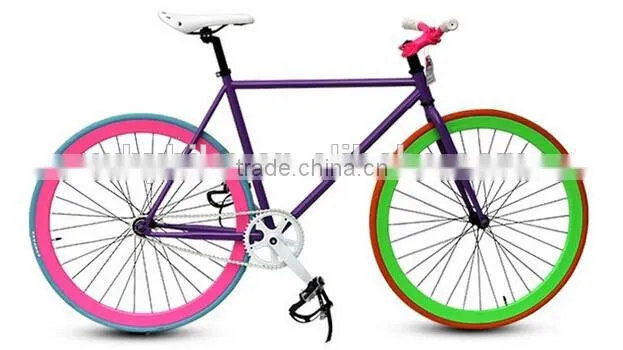 2016 new style 40mm alloy rim colorful road bike/bicycle fixed/fixie gear bike , single gear speed