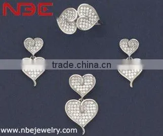 Italy design silver jewelry set, micro pave setting, AAA grade cz, high quality rhodium plated,silver ring, earings, and pendant