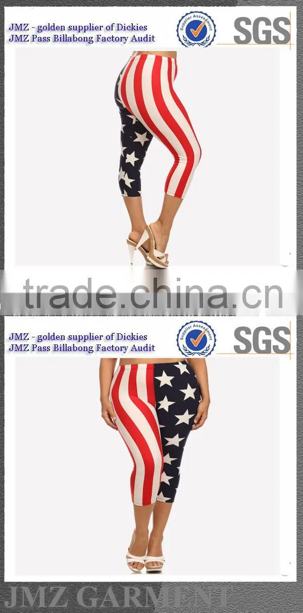 custom stretch usa flag style print capris OEM 2015 plus size
