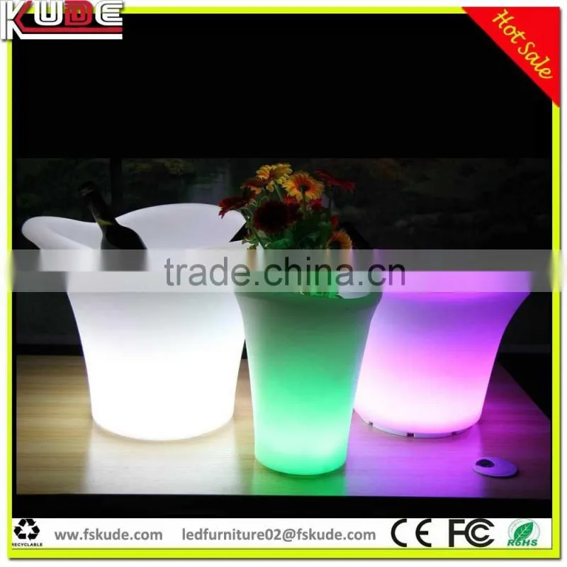 Unique LED plastic wine ice bucket with rechargeable battery working