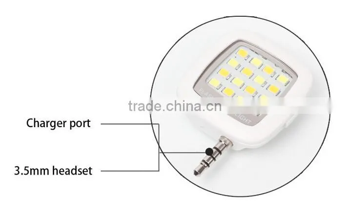 External 16 LED Fill In Light Portable Mobile Selfie Flashing Light For Smartphone Camera