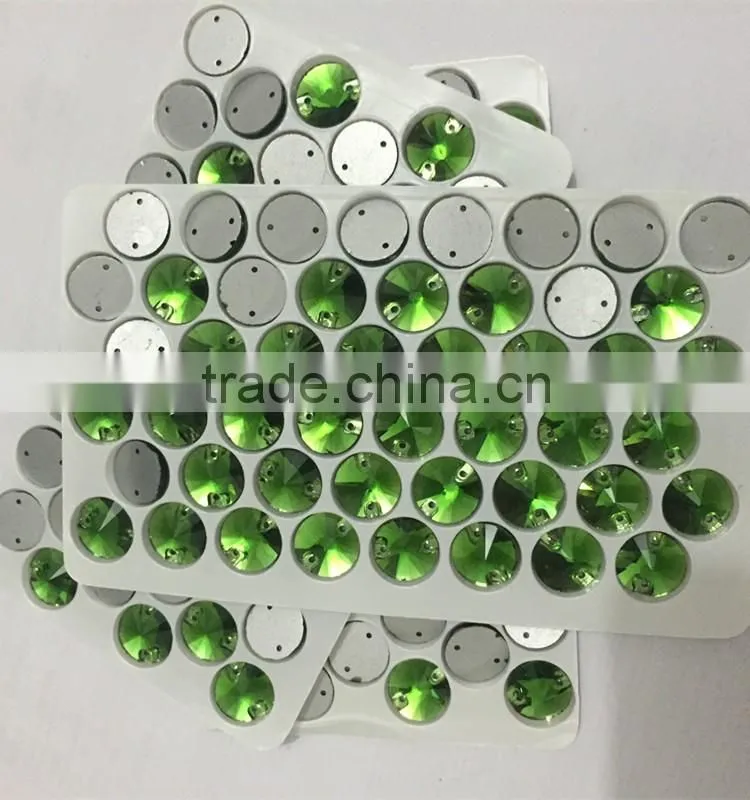 wholesale 10mm revoli shaped rainbow color sewing crystal stone for boutique store