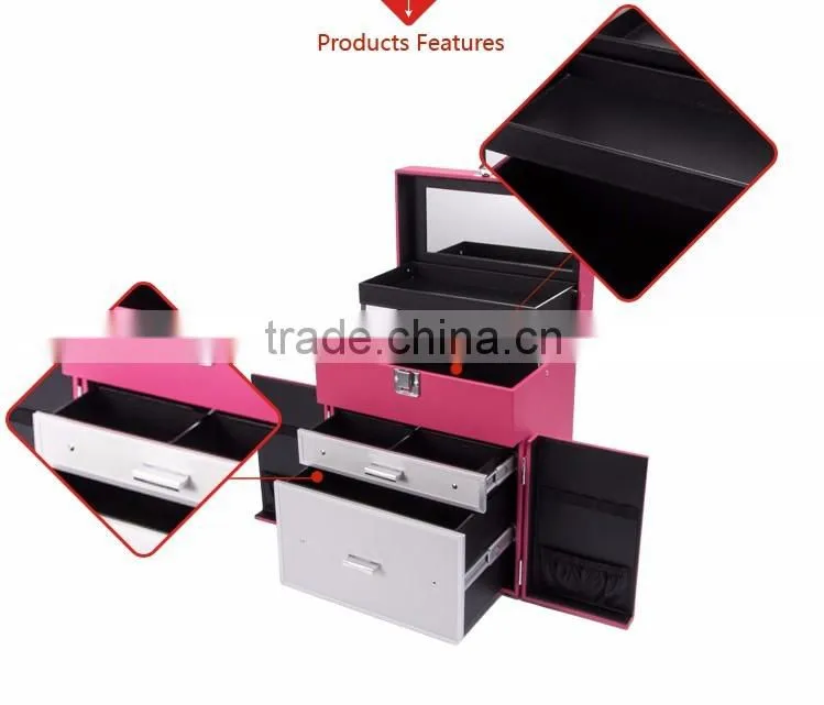 Professional PVC Makeup Case Removable Trays with Adjustable Dividers