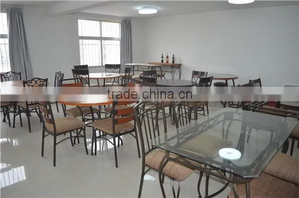 Dining room furniture metal frame table and chair MDF top 1+4