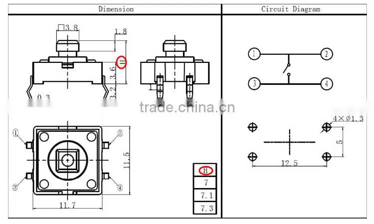 TSA12110 Tact Switch