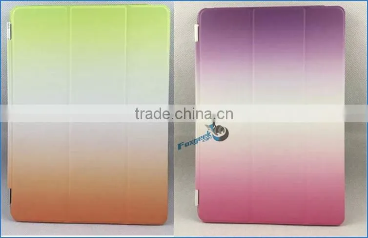 New rainbow colorful case for ipad 4 Smart Cover Magnetic with wake up/sleep function smart case for ipad air 2