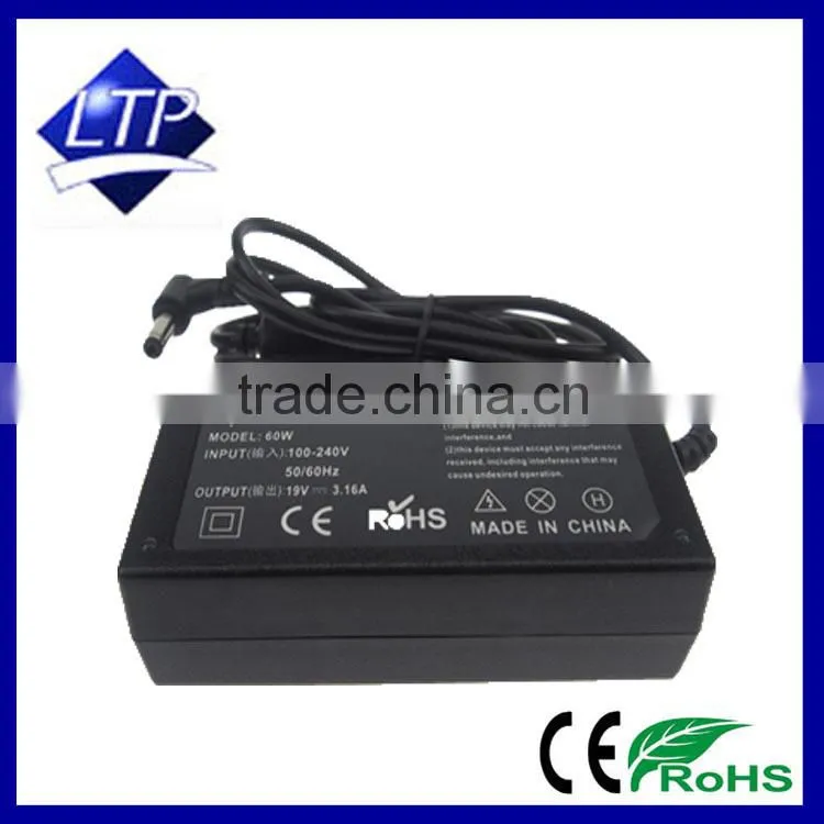60W power supply 19V 3.16A 5.5*2.5 mm laptop adapter for Gateway PA-1600-01 notebook charger