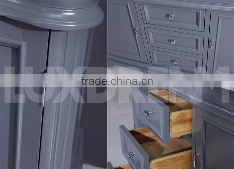 Double mirrors ice grey 60" bathroom vanity for North America