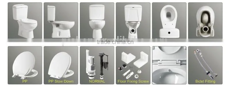 Ceramic P-trap 180mm CE Washdown Two-piece Toilet