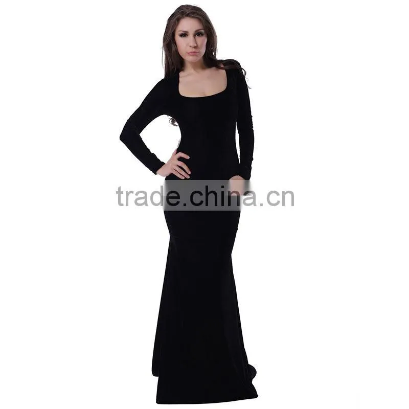 2015 Newest arrival long sleeve velvet dress fashion lady 3xl plus size dress