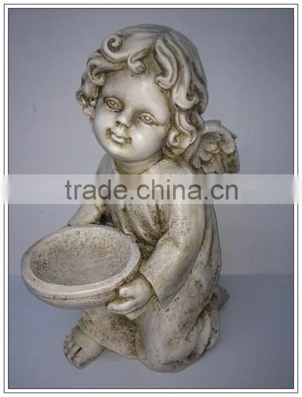 Outdoor garden decoration statue, angel garden statues with garden flower pot