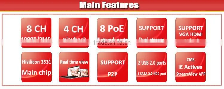 NEW support p2p 2MP h 264 super cam 8ch dvr