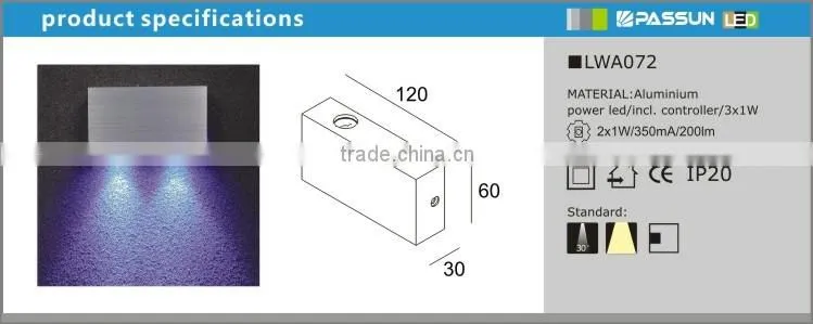 2w led decorative wall light indoor/led wall lamp