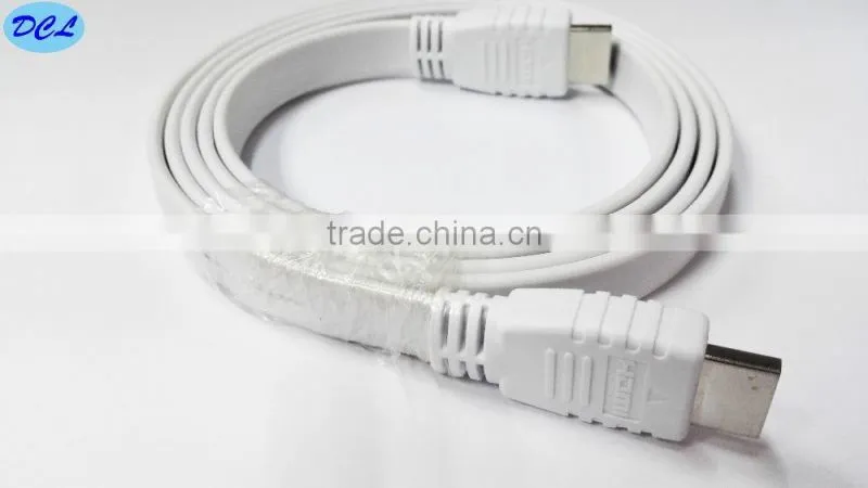 White flat HDMI cable with nickel plated 1M
