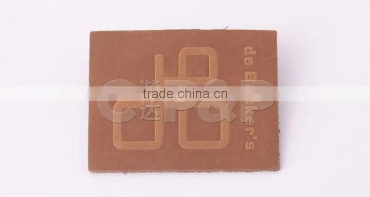 Genuine leather patch labels for jeans with custom embossed label
