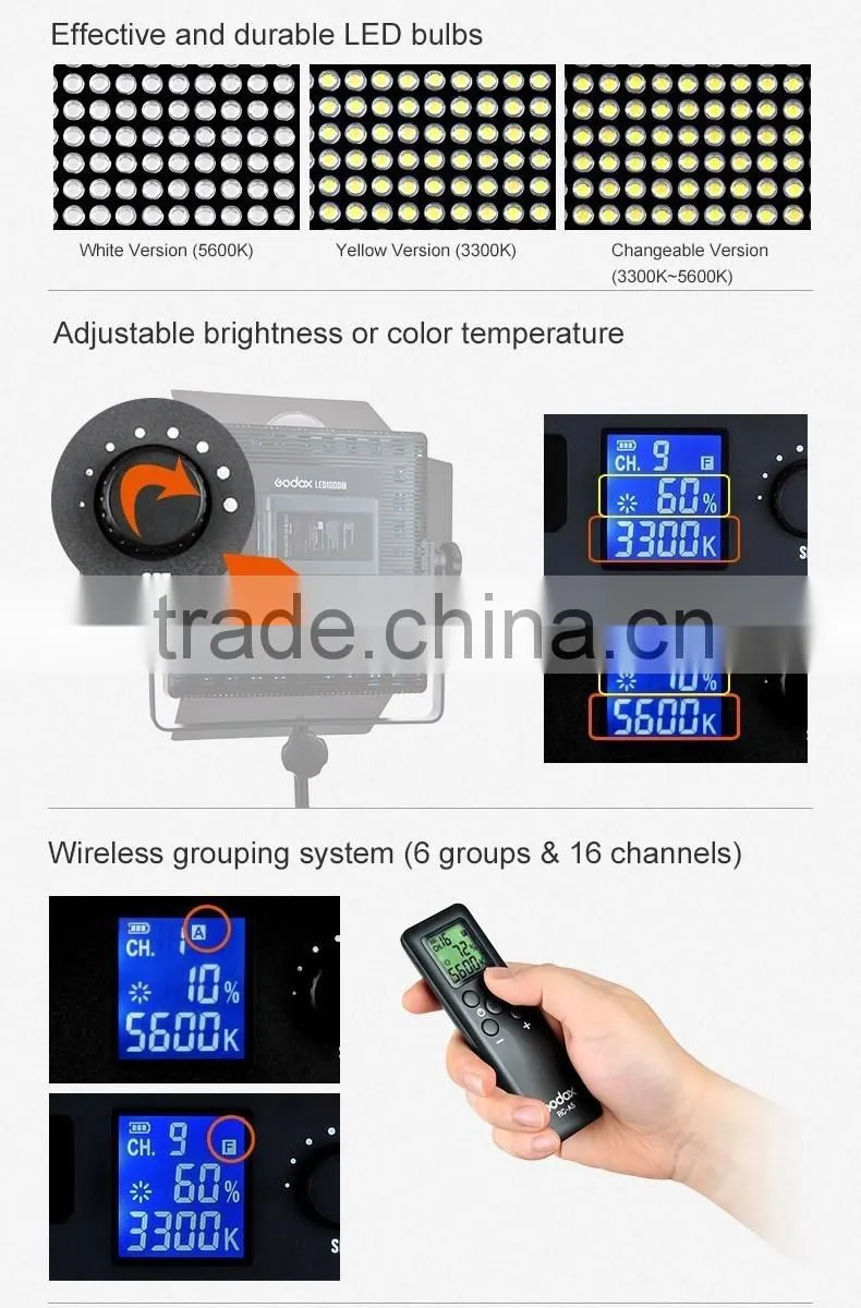 Full function Godox 500C LED 3300K-5600K studio video shooting led light + remote For Camera Camcorder