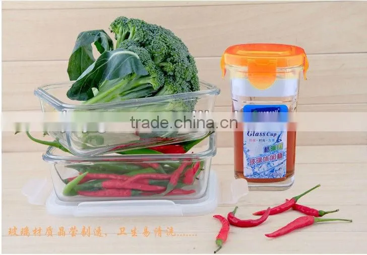 3pcs airtight square glass food storage container