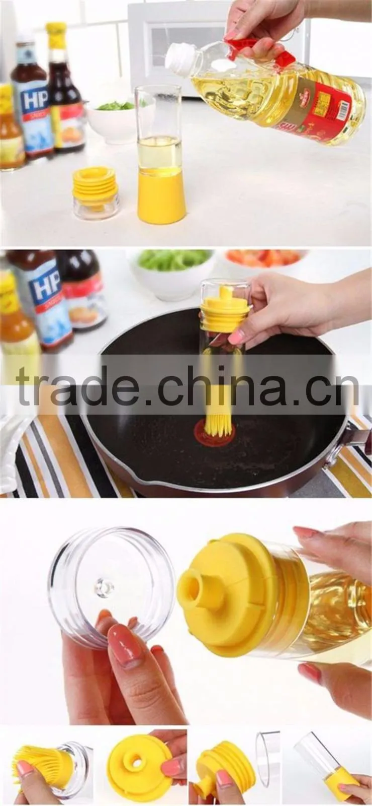 Good Quality Kitchen Tool Cooking Oil Plastic Bottle Healthy Silicone Brush Oil Bottle